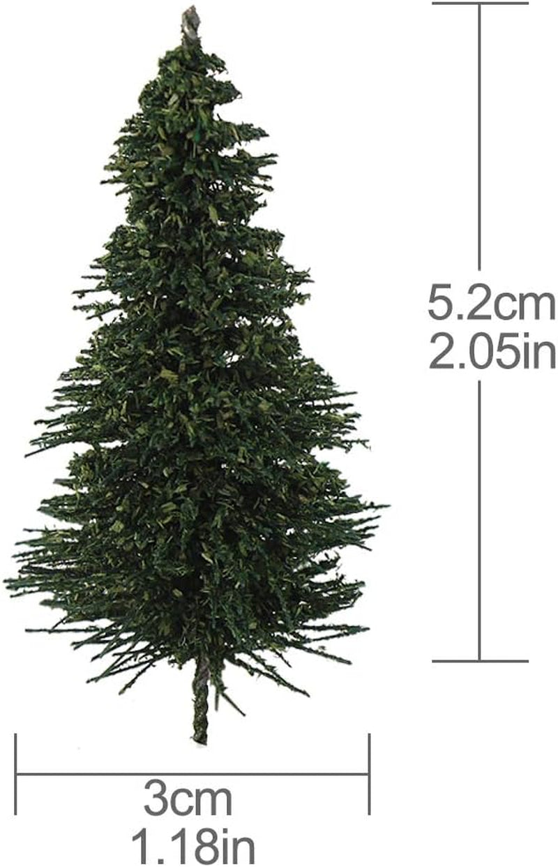 S0805 50PCS Dark Green Pine Model Cedar Trees 2.05Inch (52Mm) for Model Railroad Scenery Landscape Layout HO N Scale New (2Inch)