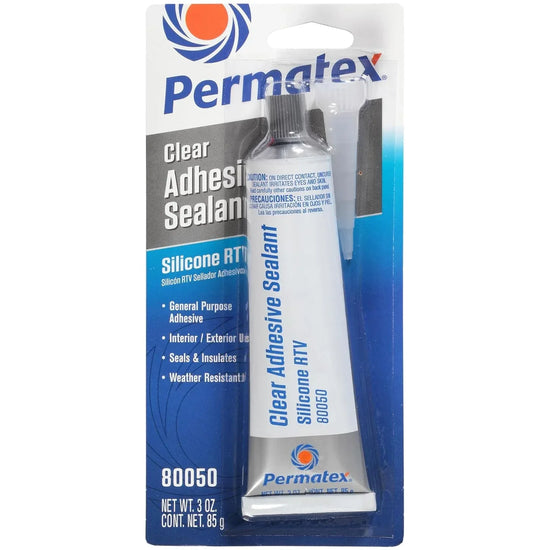 Permatex 80050 Clear RTV Silicone Adhesive Sealant - 3 Ounce Tube - BYMRR Train Store