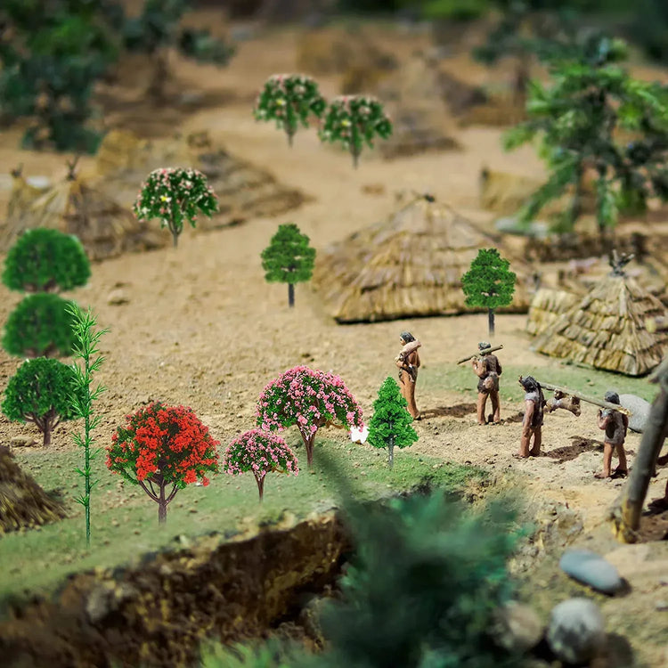 Set of 60 miniature artificial trees for train scenery and diorama models, by MYUE, ideal for DIY crafts and landscape building.
