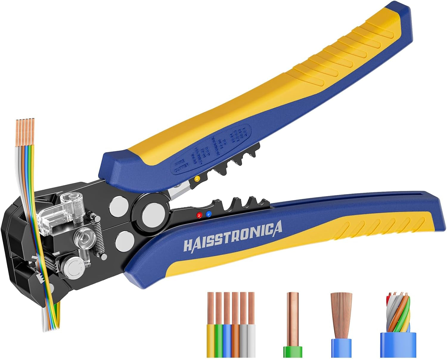Haisstronica Heavy-Duty Self-Adjusting Wire Stripper, Cutter, and Crimper for 10-24 AWG