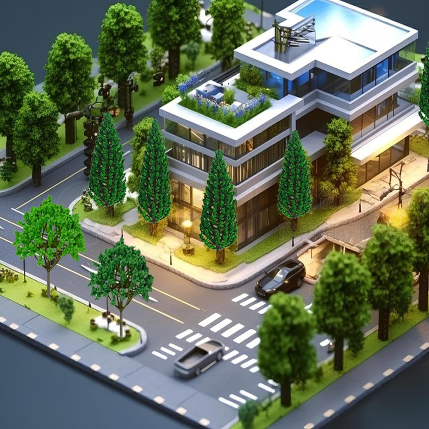 30-Piece Assorted Model Trees (1.7-6 Inches) with Artificial Moss Rocks for Diorama Architecture and Model Railway Scenery Supplies