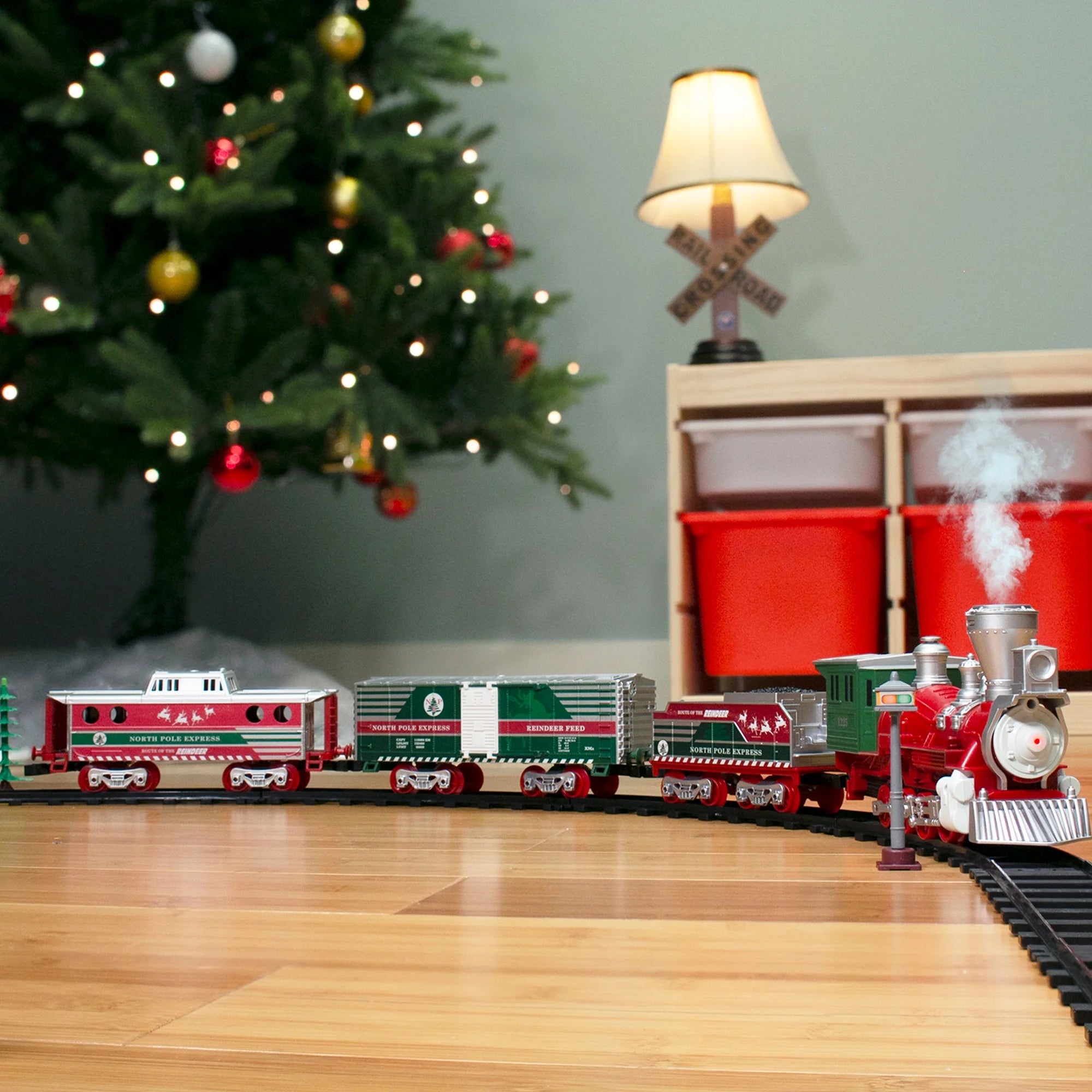 Trains North Pole Express Holiday Train 42 Piece Set with Sounds