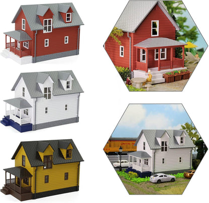 Pre-Assembled HO Scale 1:87 Contemporary Yellow Residential House Model for Train Layout Diorama - JZHO01