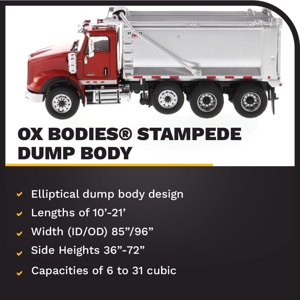 1/50 Scale Diecast Masters Red International HX620 Tandem Dump Truck Model 71076