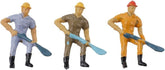 Set of 12 painted O scale 1:48 railway worker figures by BYMRR Train Store, featuring different poses for layout scenery.