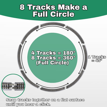 KATO N Scale 20-100 Unitrack R249-45 Curve Track Set (8 Pieces) with 15x15cm Track Cleaning Cloth – Snap-Together Rail System for Seamless Layout and Effortless Maintenance