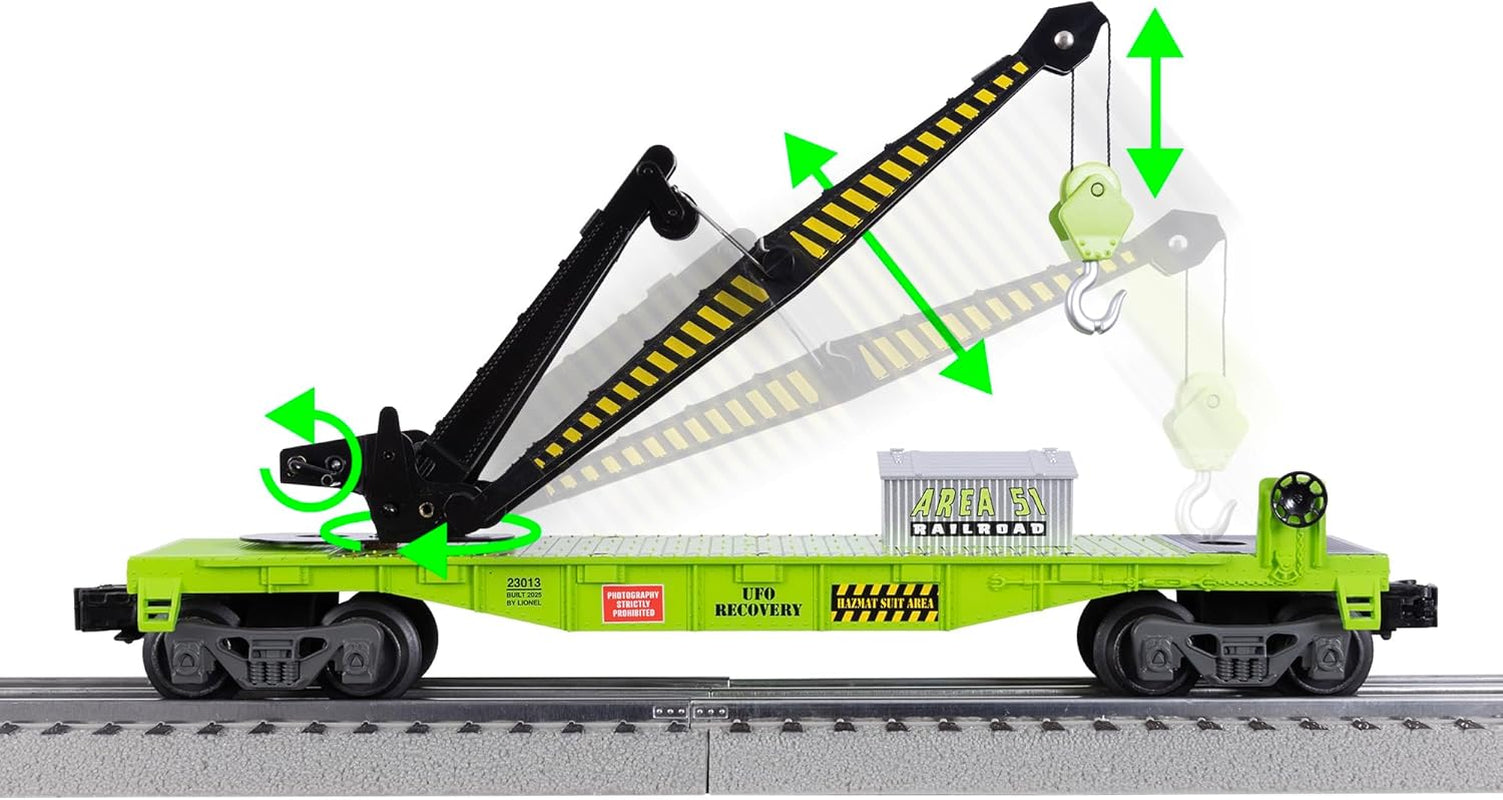 Lionel Area 51 UFO Recovery Bluetooth Lionchief Electric O Gauge Freight Train Set with Remote Control