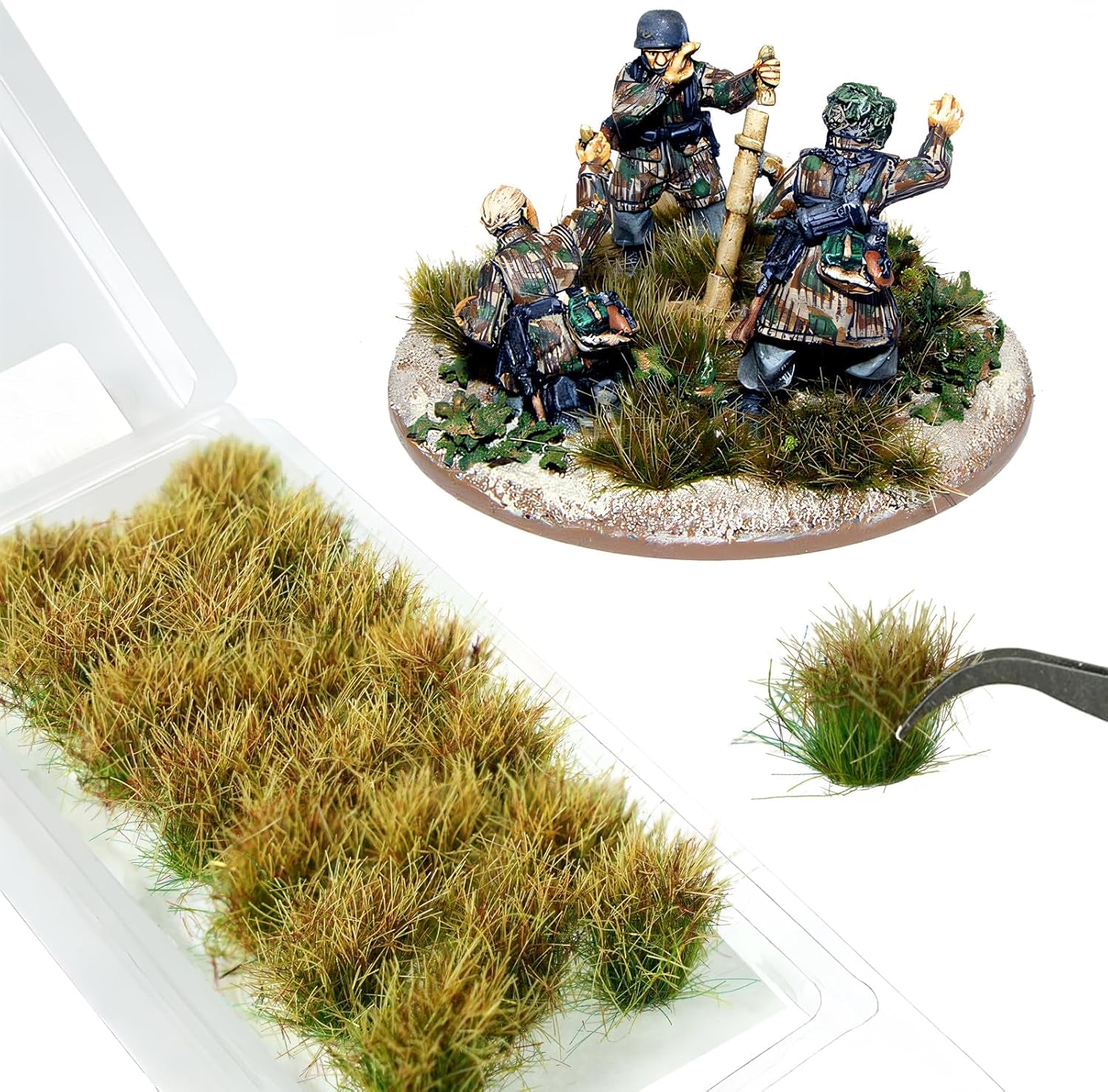 Warmtree 20-Piece Static Grass Bushy Tufts Lowland Shrubs Model Kit for Train Landscape and Military Terrain (Autumn Brown)