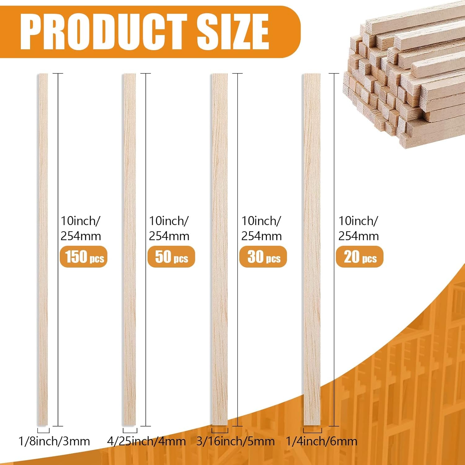 250 Balsa Wood Sticks for Versatile DIY Crafting and Molding Projects