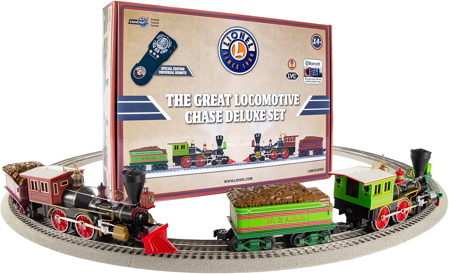 Lionel Great Locomotive Chase Deluxe LionChief Bluetooth 5.0 Steam Locomotive and Tender Set, O Gauge, SKU # 2223070