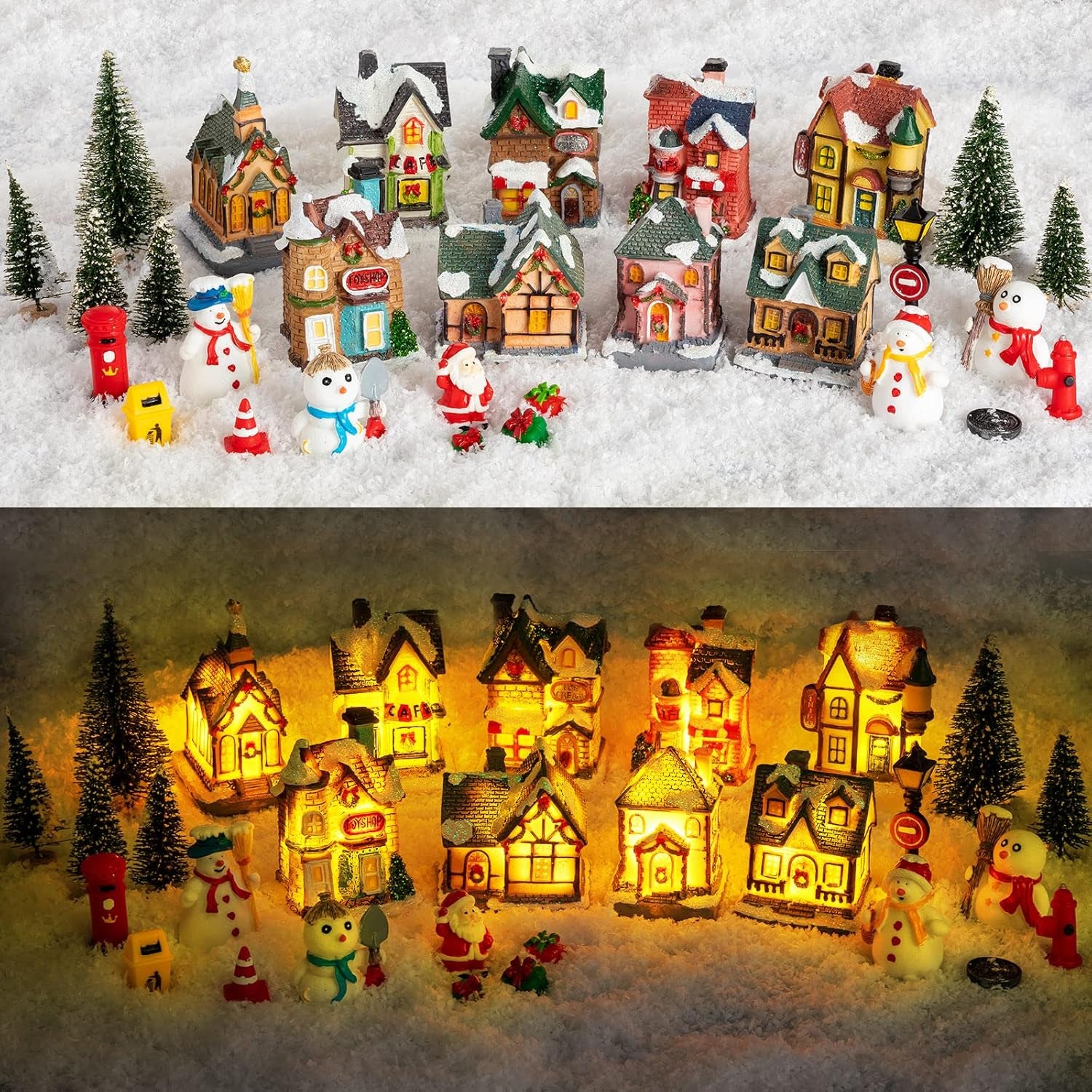 30-Piece LED Christmas Village Figurine Set for Elegant Holiday Table Decoration