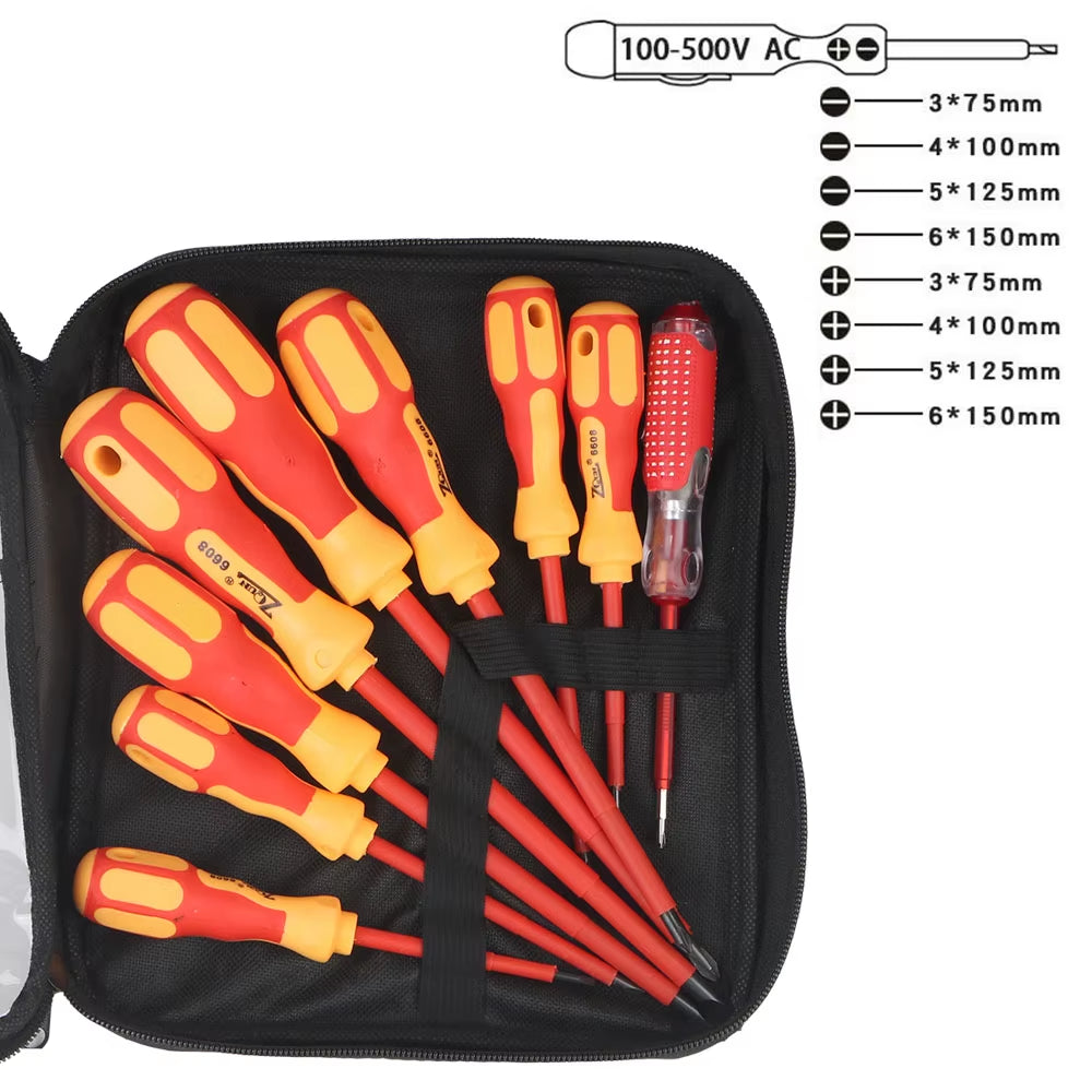 Magnetic Screwdriver Screwdriver Set Insulated Phillips Slotted Bits Electrician for Electrician Hand Tools Multifunctional