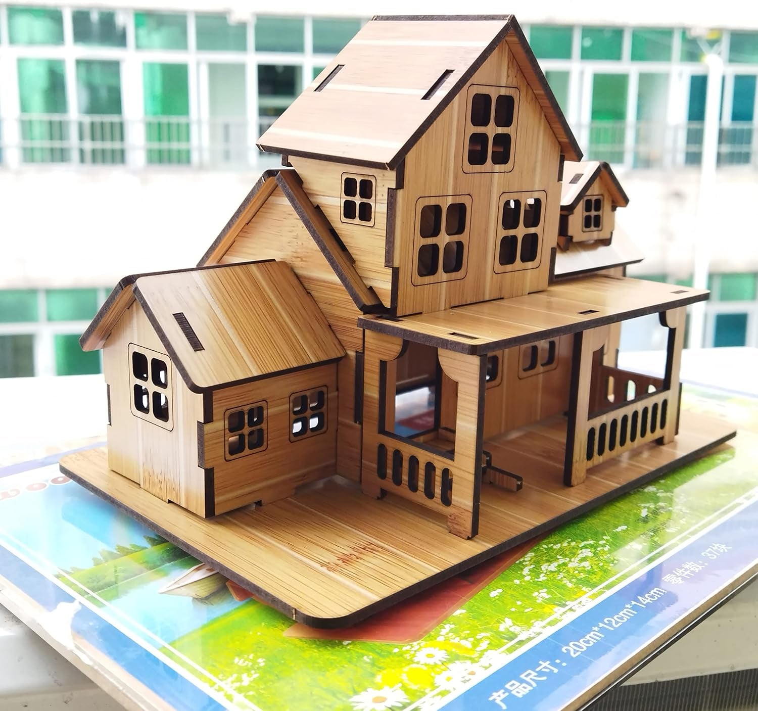 3D Wooden Puzzle Model Kit - Little House Log Cabin, 7.9"x4.7"x5.5", Brain Teaser for Adults (1 Piece)
