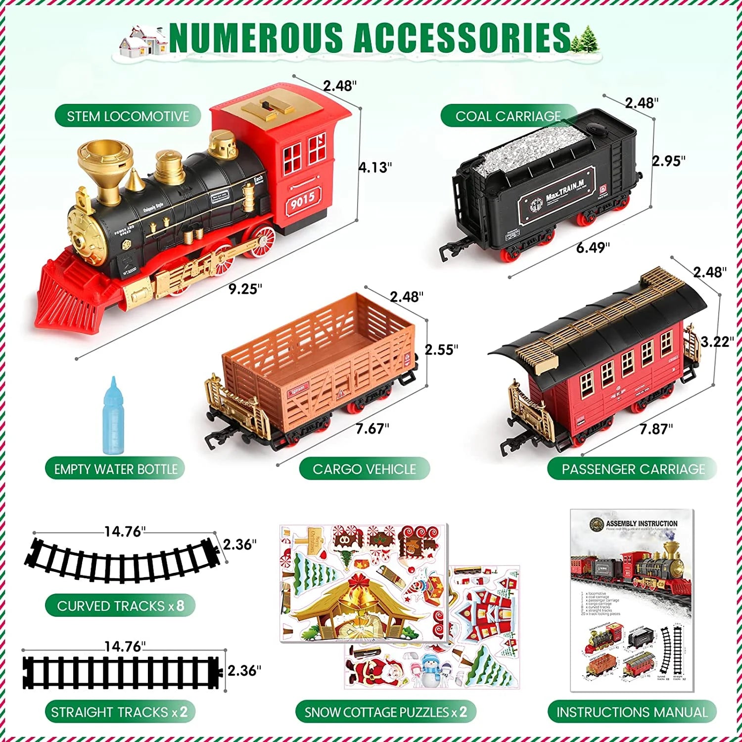 Ultimate Deluxe Steam Locomotive Train Set for Kids - Complete with Engine, Cargo Car, Expansive Track, Lights, Sounds, and Realistic Steam Effects - The Perfect Holiday Gift for Ages 3-12!