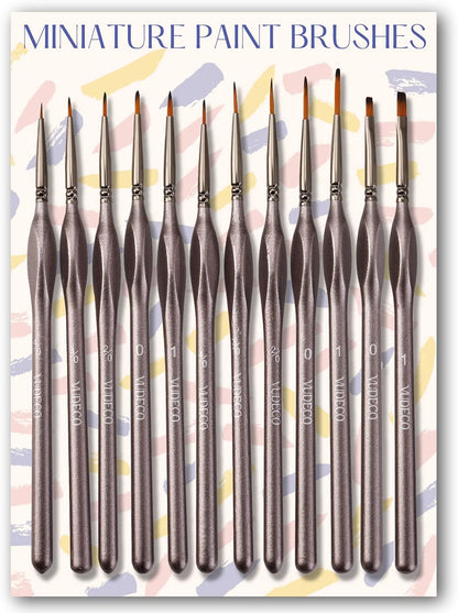 12Pcs Brown Miniature Paint Brushes Oil Detail Paint Brushes Painting Miniature Kit Small Paint Brushes Acrylic Paint Brushes Plastic Model Micro Thin Paint Brushes Set Adults Artist