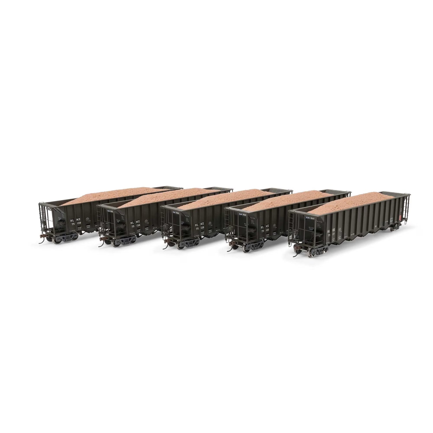 HO scale rapid discharge hopper car by BYMRR Train Store with five bays, model ATH98498, ready-to-roll model railroading equipment