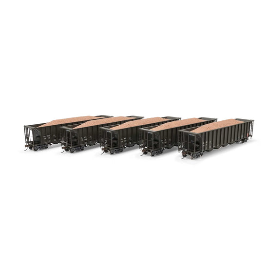 HO scale rapid discharge hopper car by BYMRR Train Store with five bays, model ATH98498, ready-to-roll model railroading equipment