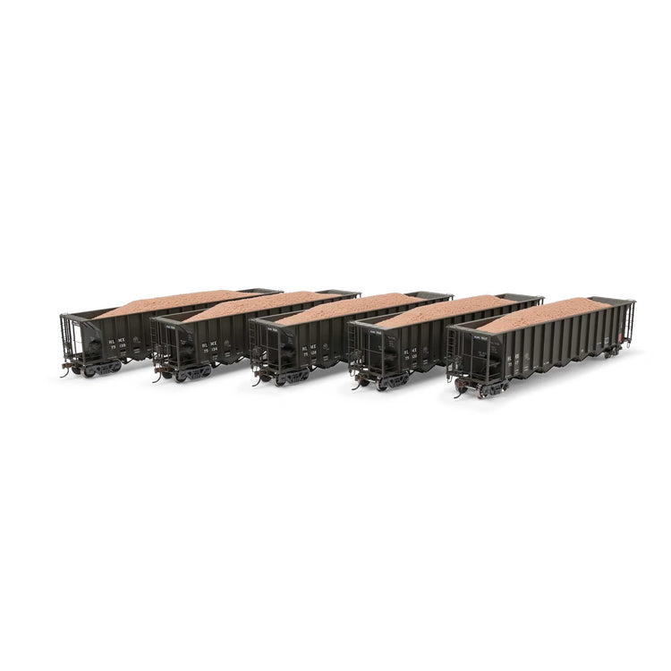 HO scale rapid discharge hopper car by BYMRR Train Store with five bays, model ATH98498, ready-to-roll model railroading equipment