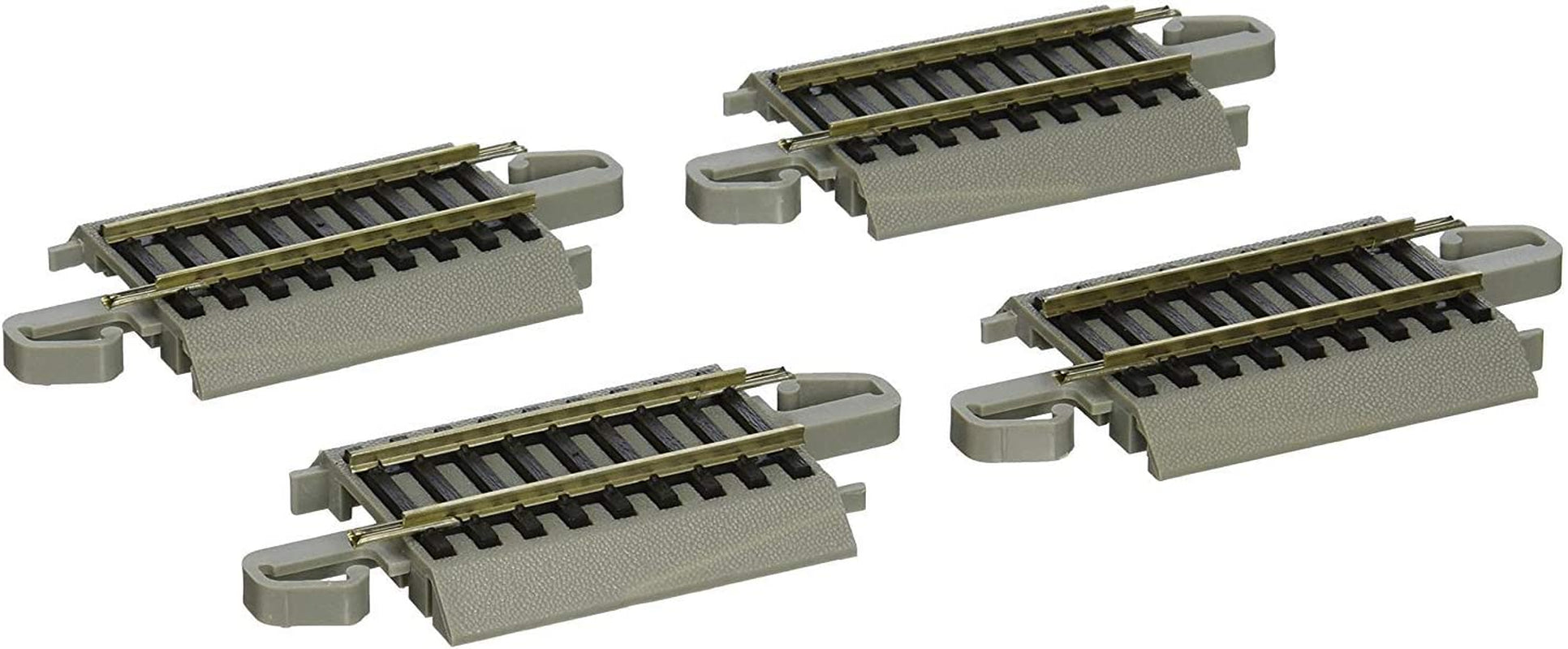 Bachmann Trains Snap-Fit E-Z Track 4.50” Straight Track (4-Pack) - Nickel Silver Rail with Gray Roadbed - HO Scale