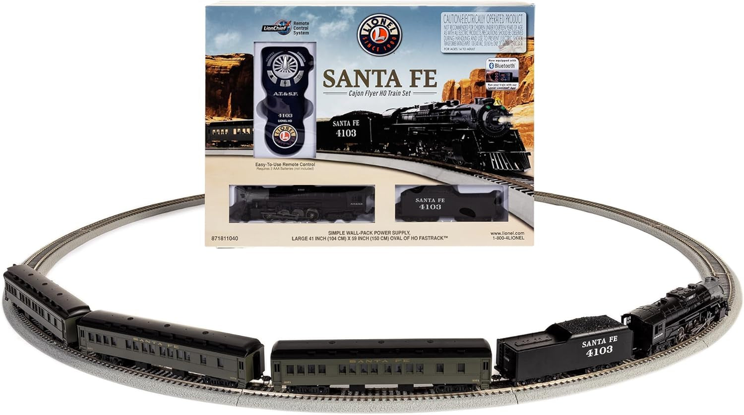 Lionel Santa Fe Cajon Flyer 2-8-4 HO Gauge Model Train Set with Bluetooth and Remote Control