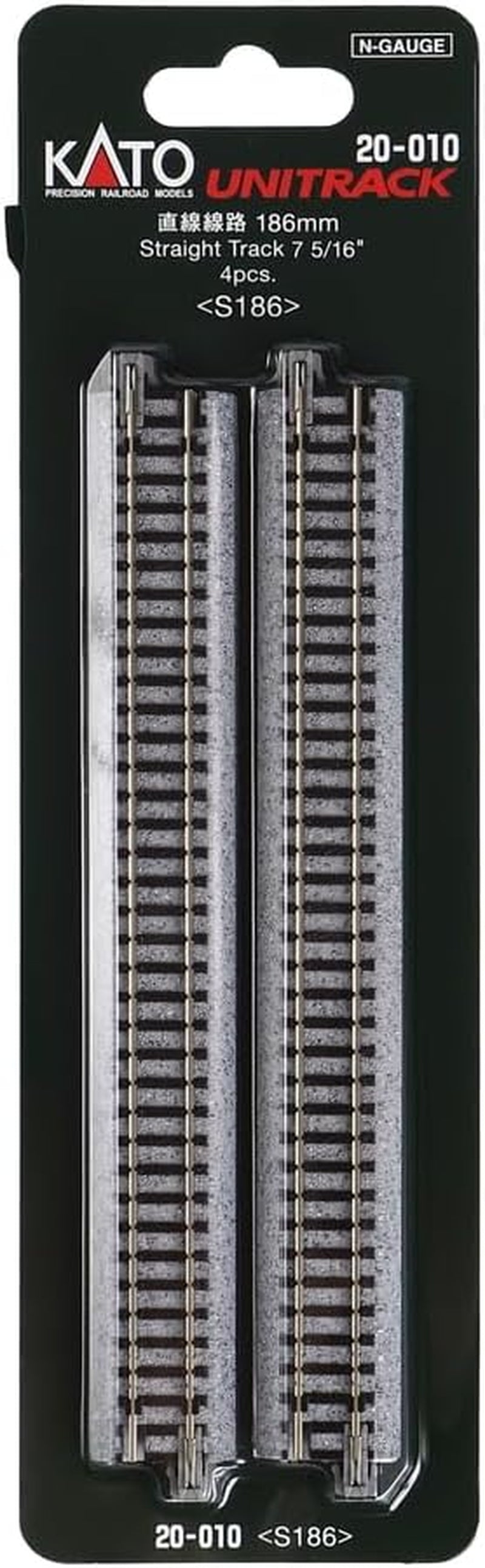 Kato N Scale Unitrack 7.5-Inch (186mm) Straight Track - Pack of 4
