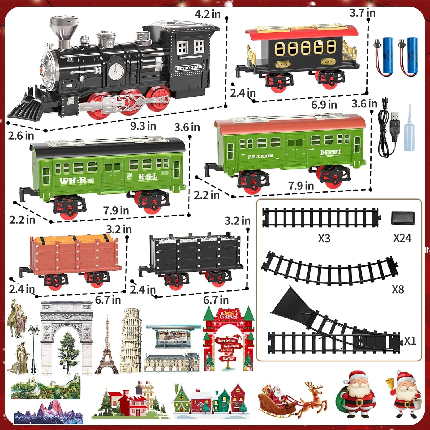 Electric Train Set for Kids with Realistic Sounds & Lights