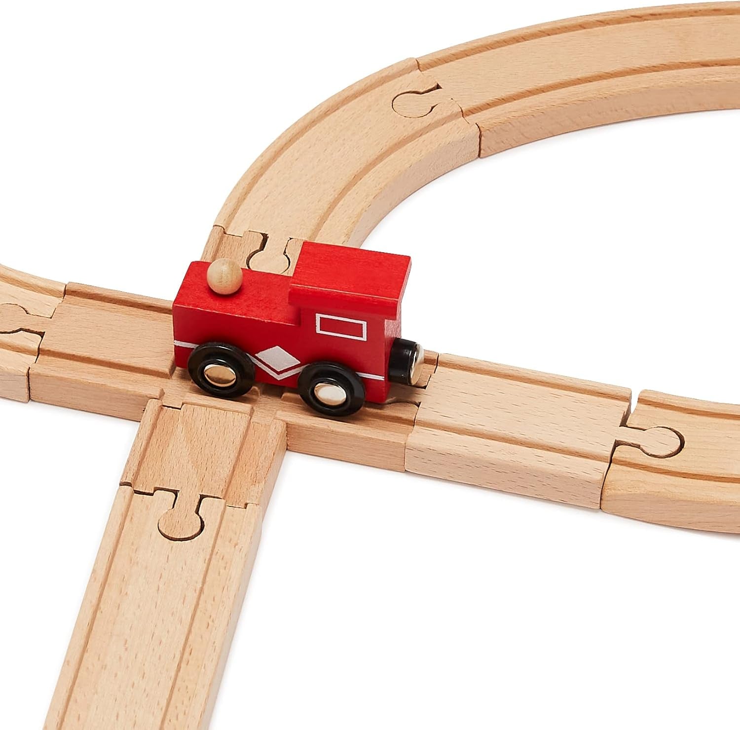 Build Your Imagination with the Amazon Basics 65-Piece Wooden Train Set - Perfect for Young Engineers Ages 3 and Up
