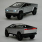 Silver 1:36 scale diecast Cybertruck pickup toy car by BYMRR Train Store, pull-back model for collectors and children ages 3+.