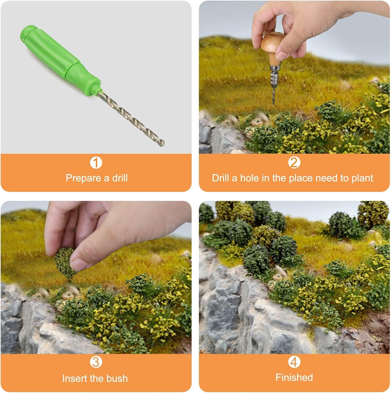 Miniature Vegetation Bush Trees with Model Bases for Terrain in War Gaming and DIY Railway Scenery (Set of 24)