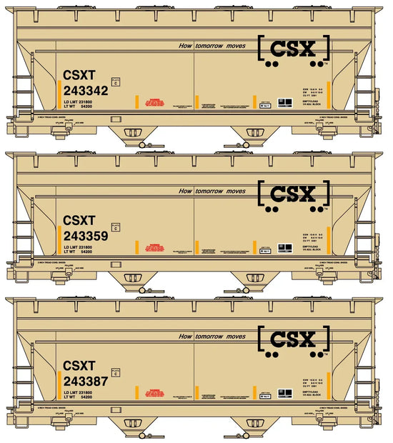 Experience the Future of Freight with the CSX 2-Bay ACF Hopper Three-Car Set - BYMRR Train Store