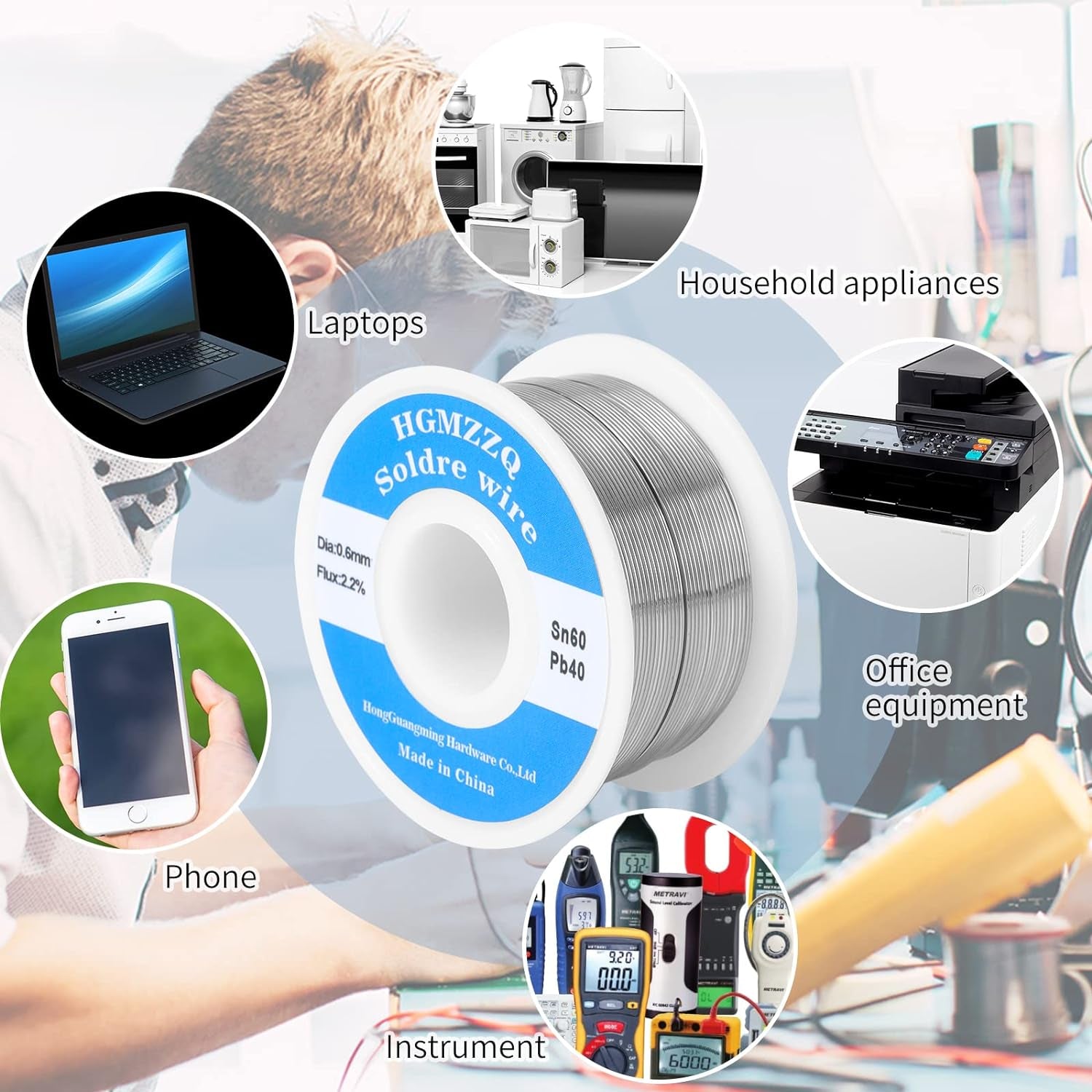 60/40 Tin-Lead Solder Wire, 0.039 Inch Diameter, 0.22 Pounds for Precision Electronics Applications
