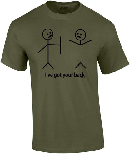 Humorous Short Sleeve T-Shirt Featuring Stick Figures and Witty Phrases