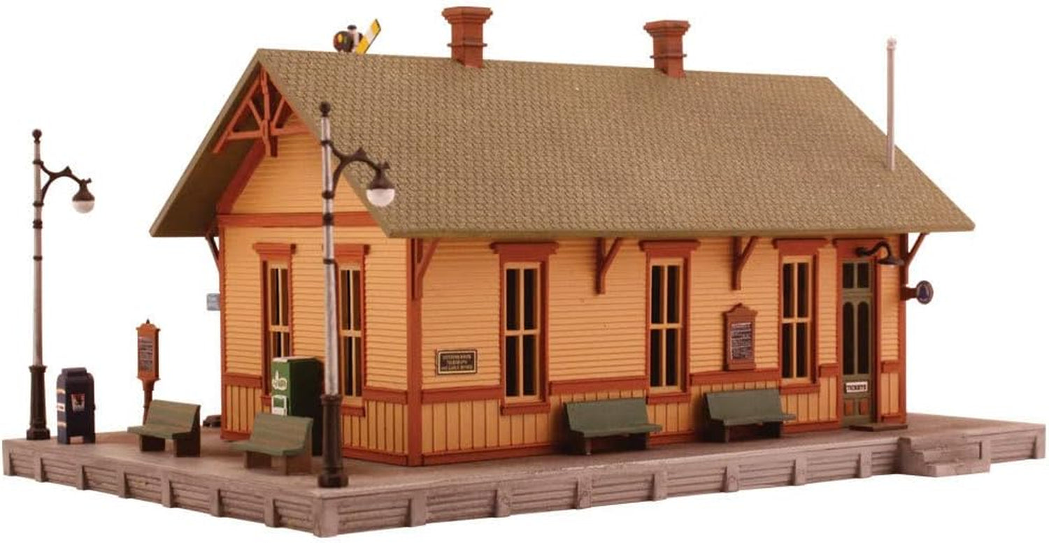 N Scale Woodland Station model kit by BYMRR Train Store featuring detailed miniature train station building for model railroads