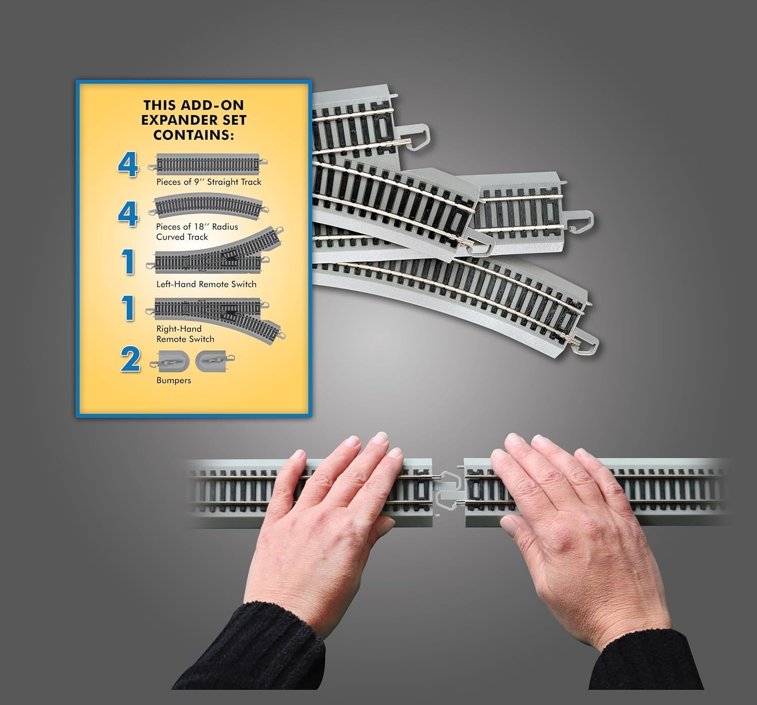 Bachmann Trains Snap-Fit EZ Track Layout Expander Set, Nickel Silver Rails with Grey Roadbed, HO Scale, Medium