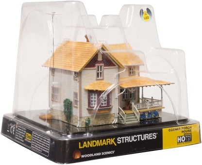 Woodland Scenics HO Scale Corner Porch House - Built and Ready Landmark Structure