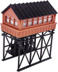 N scale railway layout station overhead signal box and tower with detailed structure and realistic design for model train setup