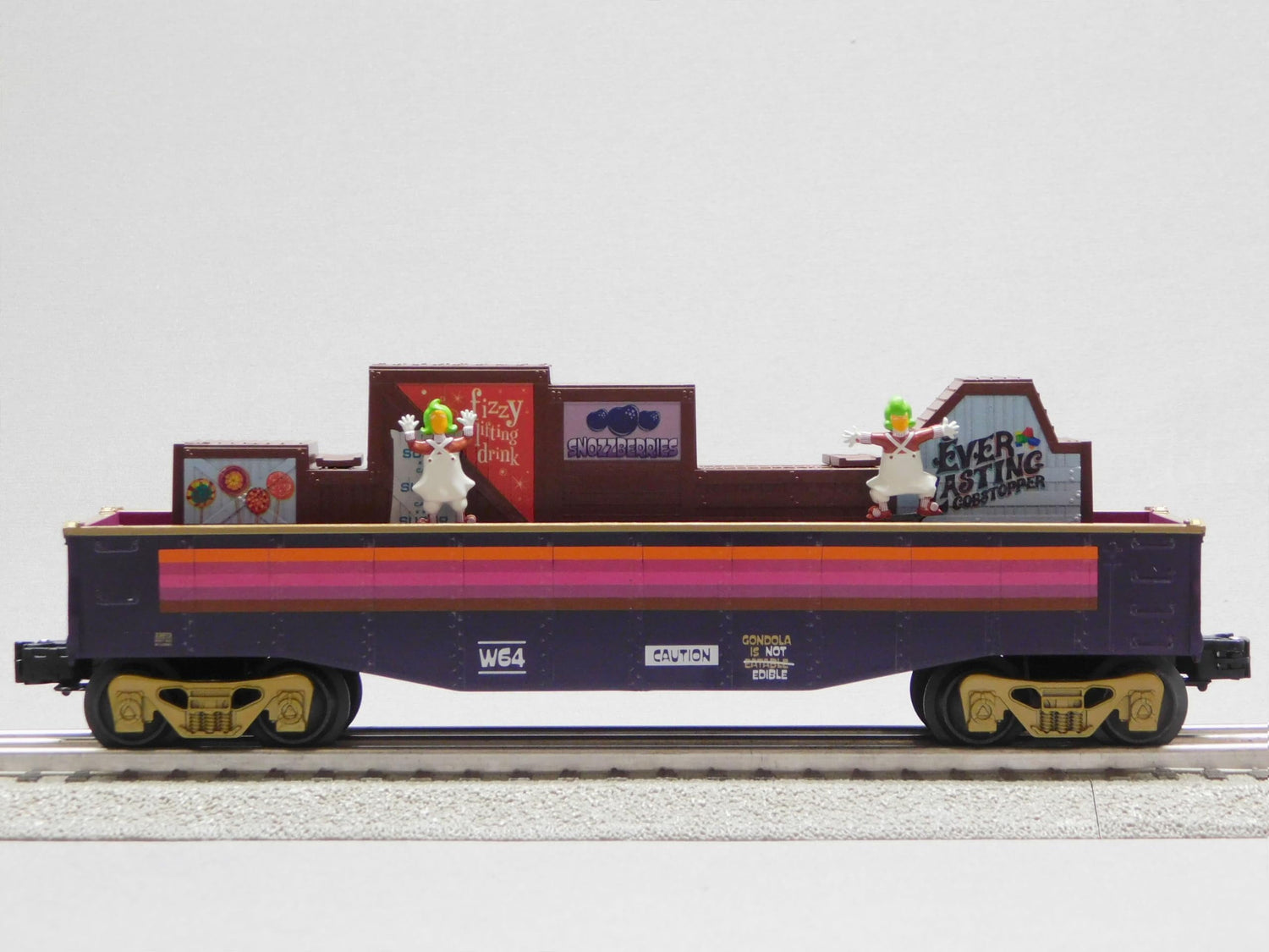 Oompa Loompa Gondola from Willy Wonka & the Chocolate Factory model, featuring colorful Oompa Loompa figure and detailed gondola car.