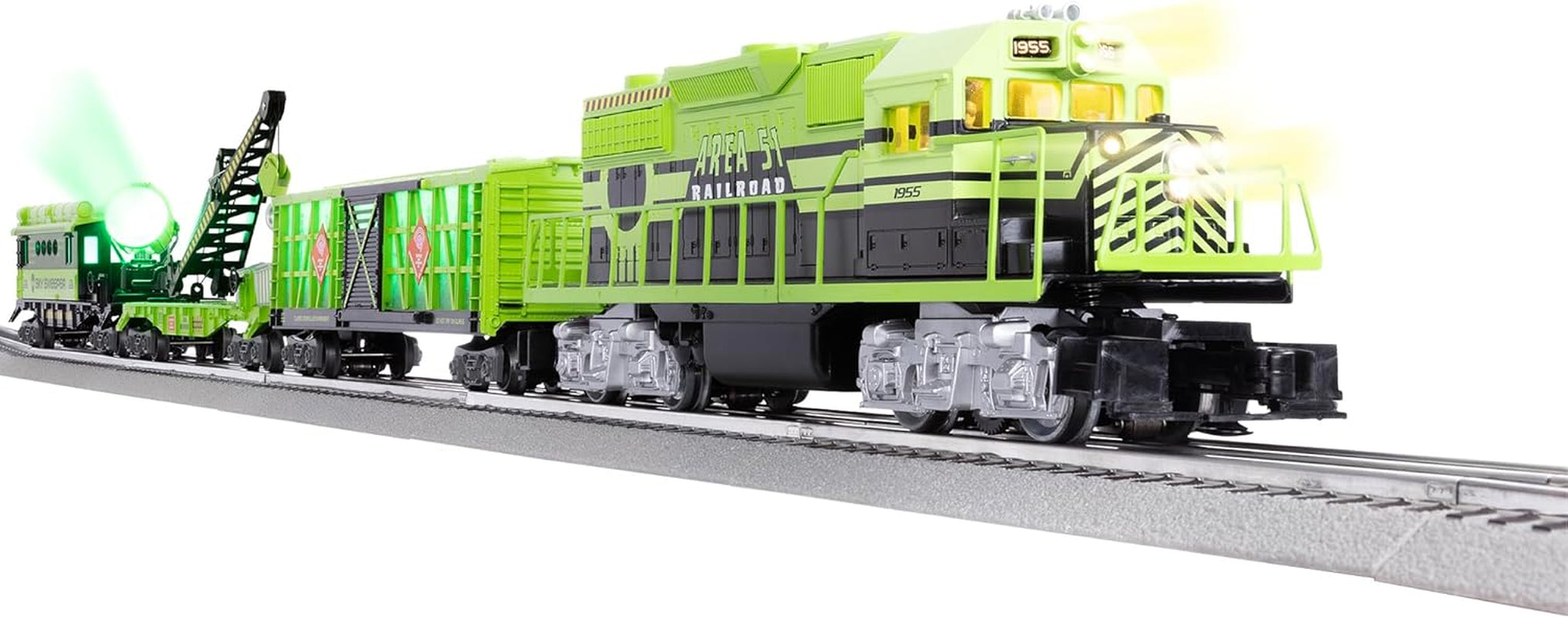 Lionel Area 51 UFO Recovery Bluetooth Lionchief Electric O Gauge Freight Train Set with Remote Control