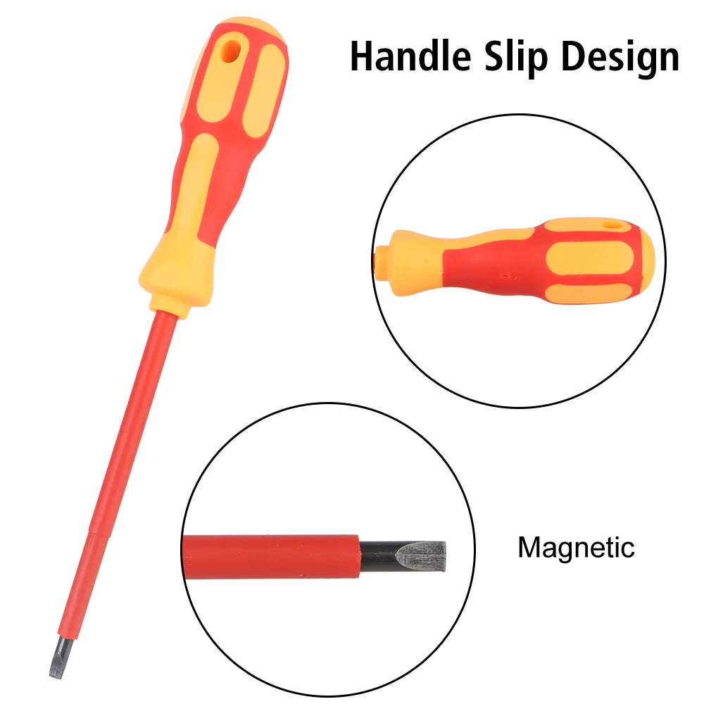 Magnetic Screwdriver Screwdriver Set Insulated Phillips Slotted Bits Electrician for Electrician Hand Tools Multifunctional