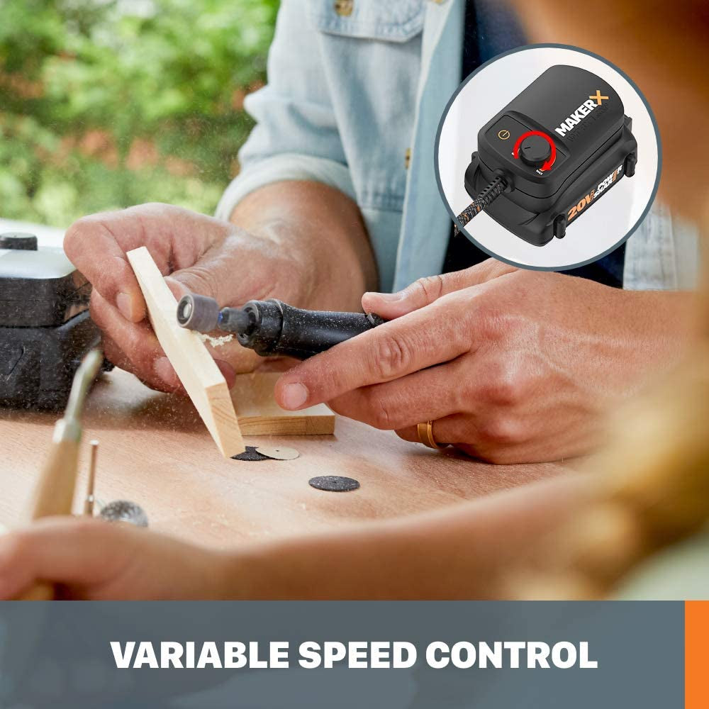 Worx MAKERX WX988L 2-Piece Crafting Tool Set: Rotary Tool and Multi-Material Crafting Equipment