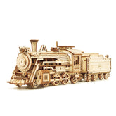 3D Wooden Puzzle Train Model DIY Wooden Train Toy Mechanical Train Model Kit Assembly Model Home Decoration Crafts