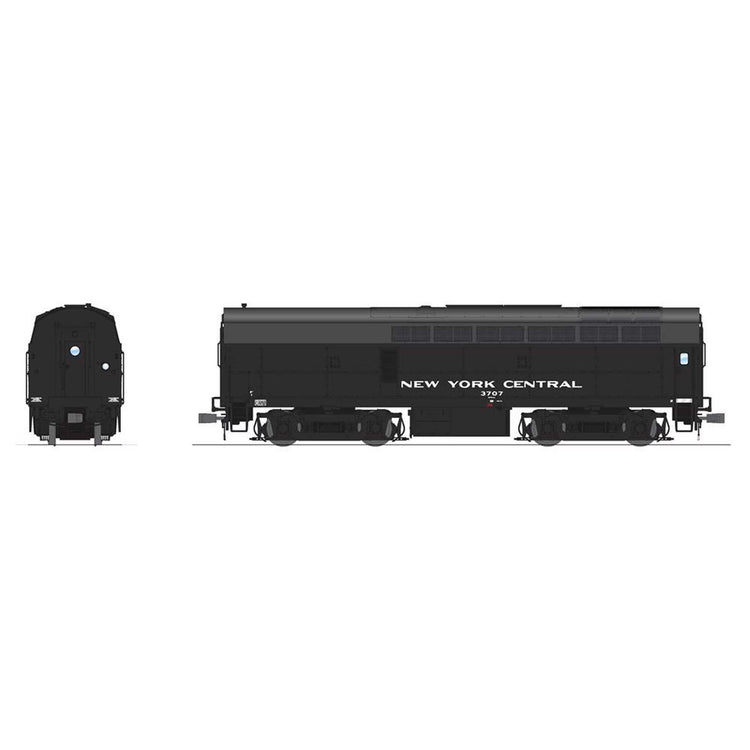 NYC HO scale RF-16 Sharknose A/B locomotives, model by BLI7696, featuring cigar paint scheme and detailed NYC train design.