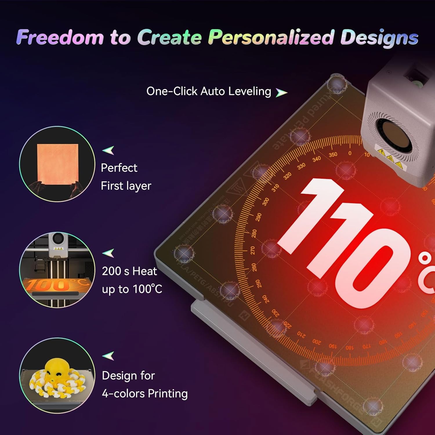 FLASHFORGE AD5X Multi-Color 3D Printer - IFS Technology, 600mm/s High Speed, 300°C Direct Extruder, Fully Automatic Leveling, All-Metal CoreXY, 4-Color Printing for PLA-CF and PETG-CF, Build Volume 220x220x220mm