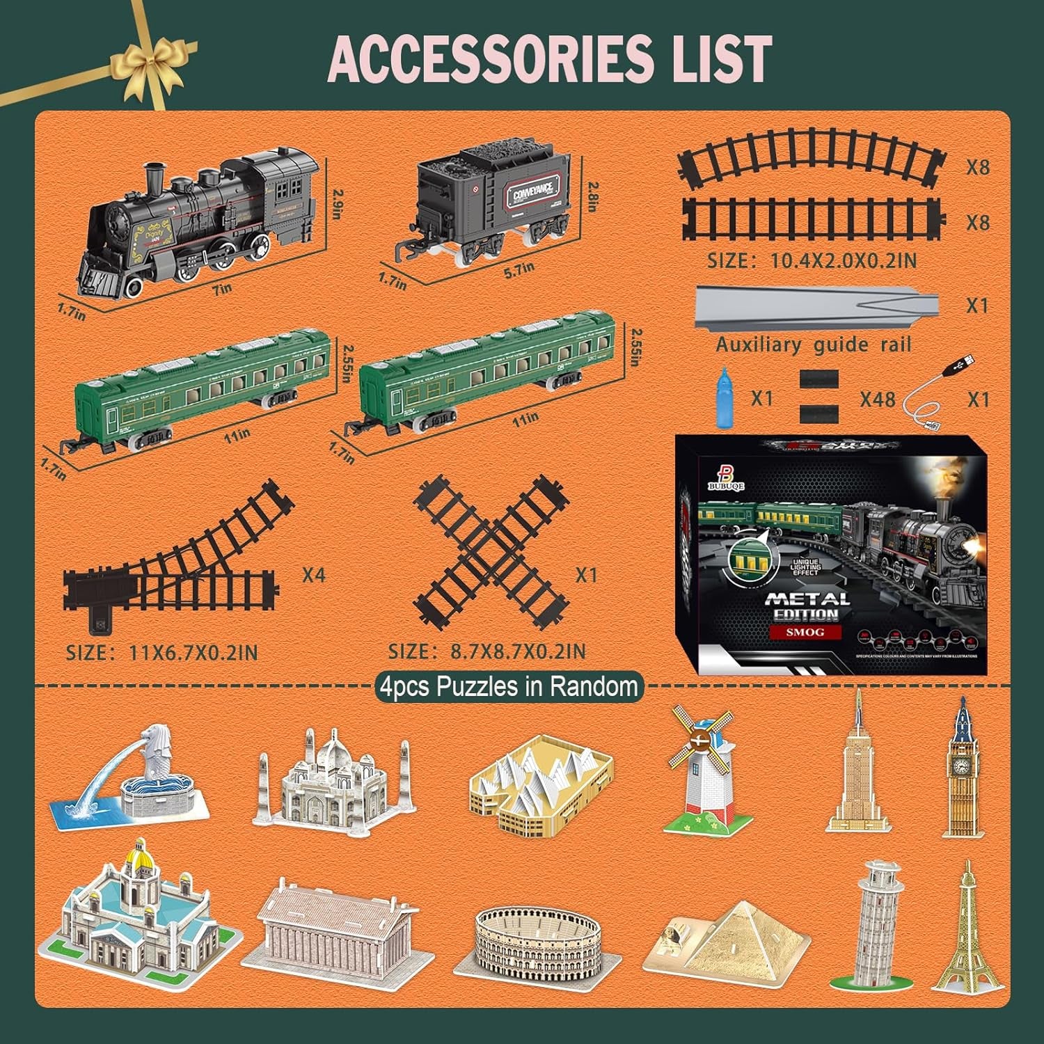 Electric Train Set for Children - Metal Alloy Christmas Steam Locomotive with Illuminated Passenger Carriages, Premium Tracks, Sound & Light Features, Rechargeable Gift for Boys and Girls in Red and Green