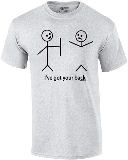 Humorous Short Sleeve T-Shirt Featuring Stick Figures and Witty Phrases