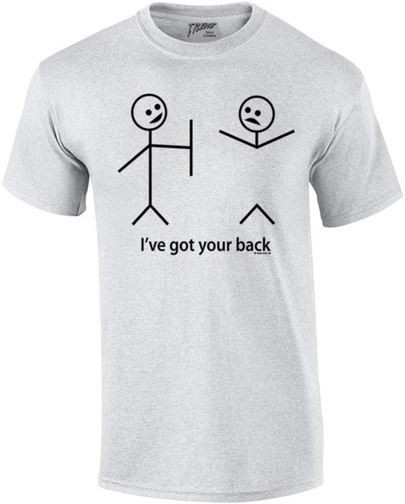 Humorous Short Sleeve T-Shirt Featuring Stick Figures and Witty Phrases
