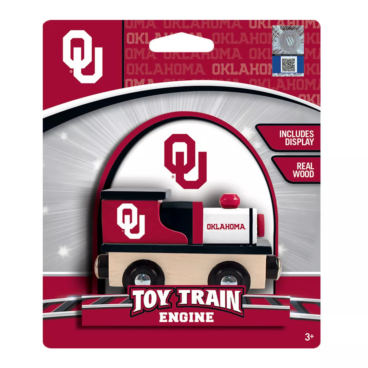 Masterpieces Officially Licensed NCAA Oklahoma Sooners Wooden Toy Train Engine for Kids