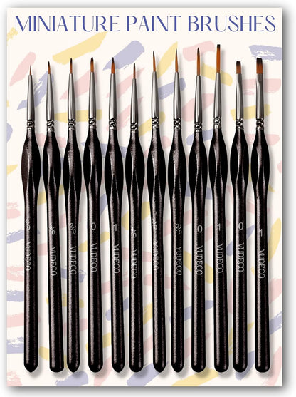 12Pcs Brown Miniature Paint Brushes Oil Detail Paint Brushes Painting Miniature Kit Small Paint Brushes Acrylic Paint Brushes Plastic Model Micro Thin Paint Brushes Set Adults Artist