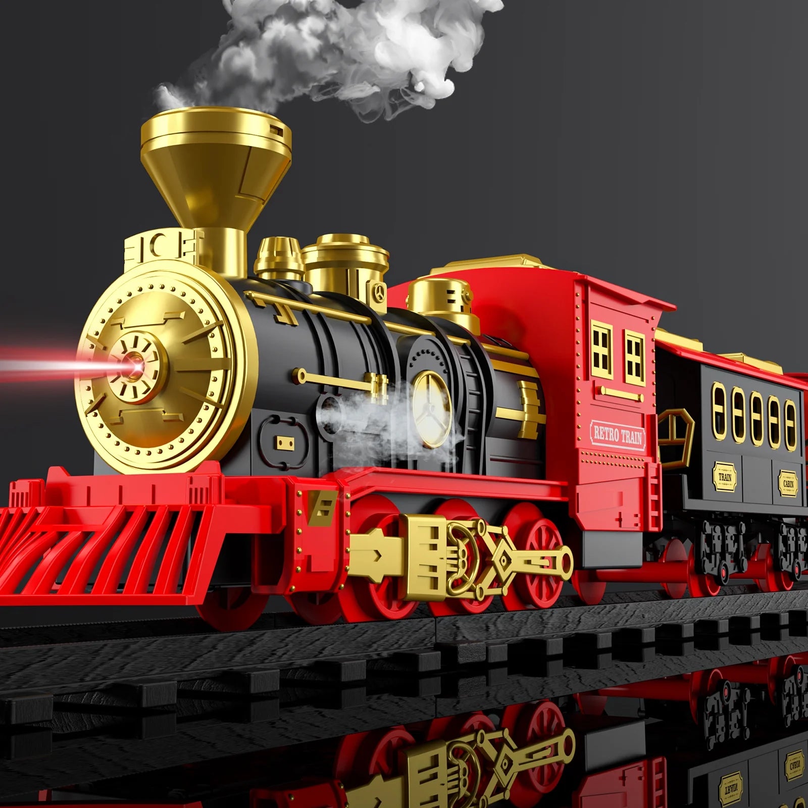 Ultimate Rechargeable Steam Train Set with Tracks, Lights, Sound & Smoke - The Perfect Gift for Kids Aged 2-8!