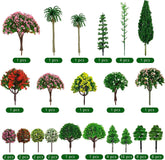 Set of 60 miniature artificial trees for train scenery and dioramas, ideal for DIY crafts and model building by MYUE.
